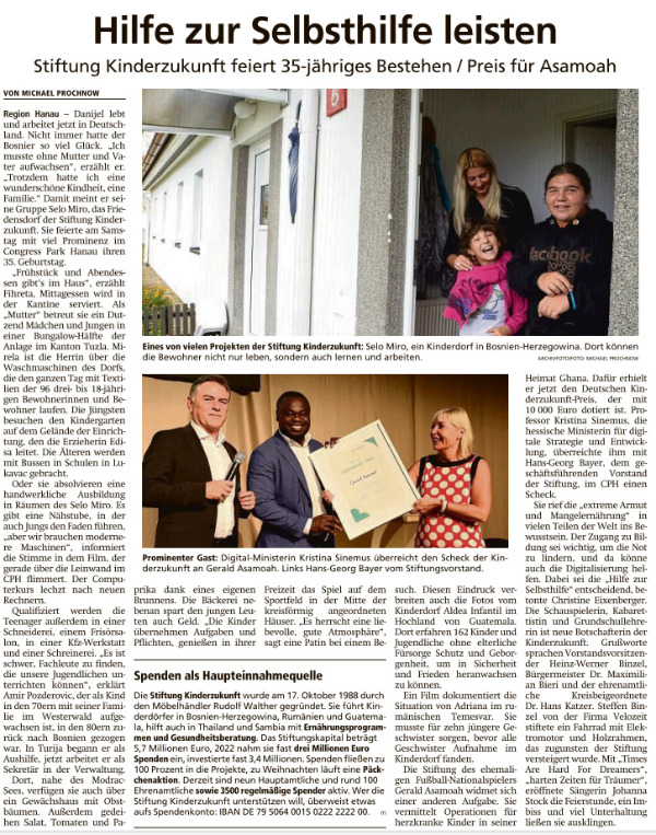 2023 09 11 Hanauer Anzeiger Hilfe zur Selbsthilfe leisten